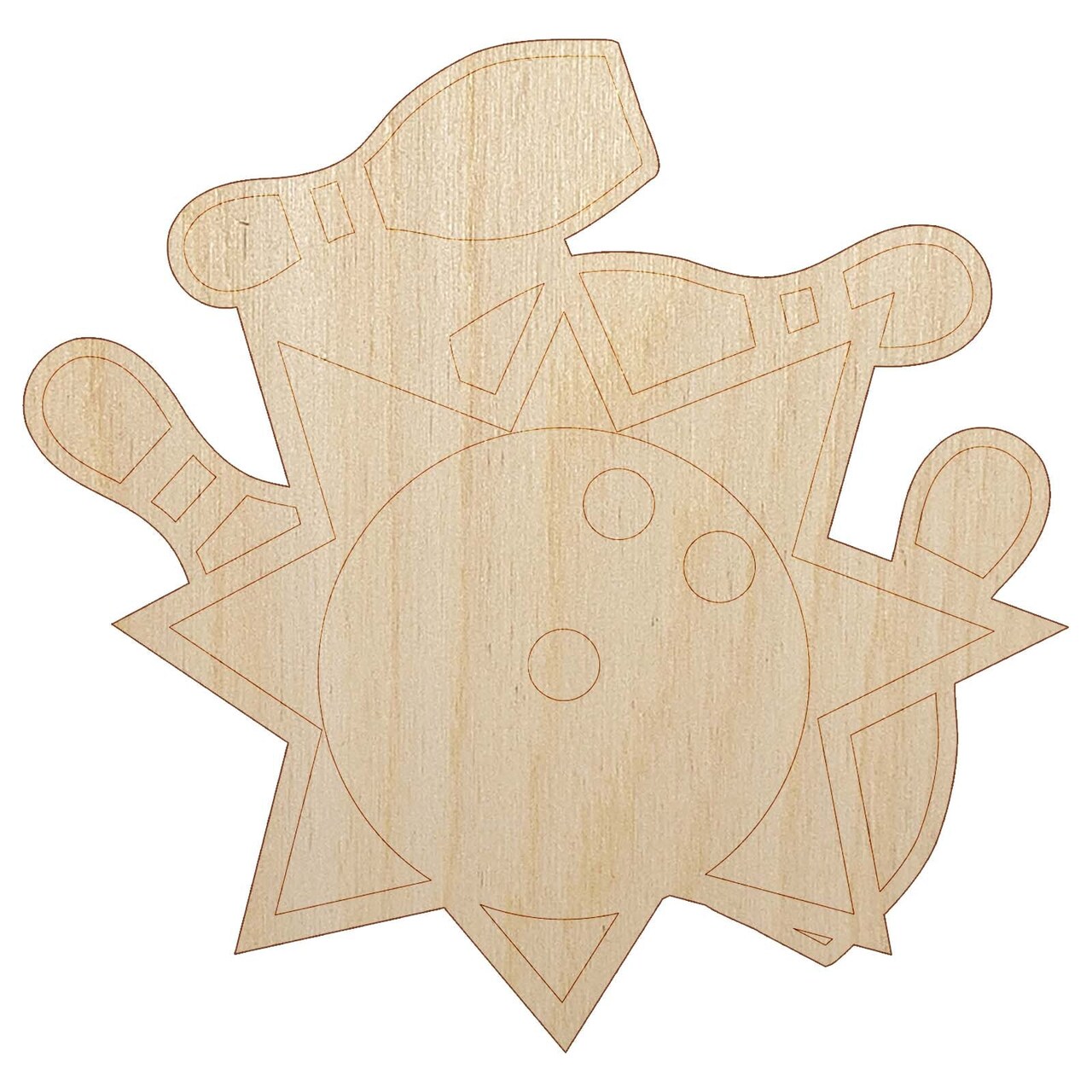 Bowling Ball Strike Pins Unfinished Wood Shape Piece Cutout for DIY Craft Projects